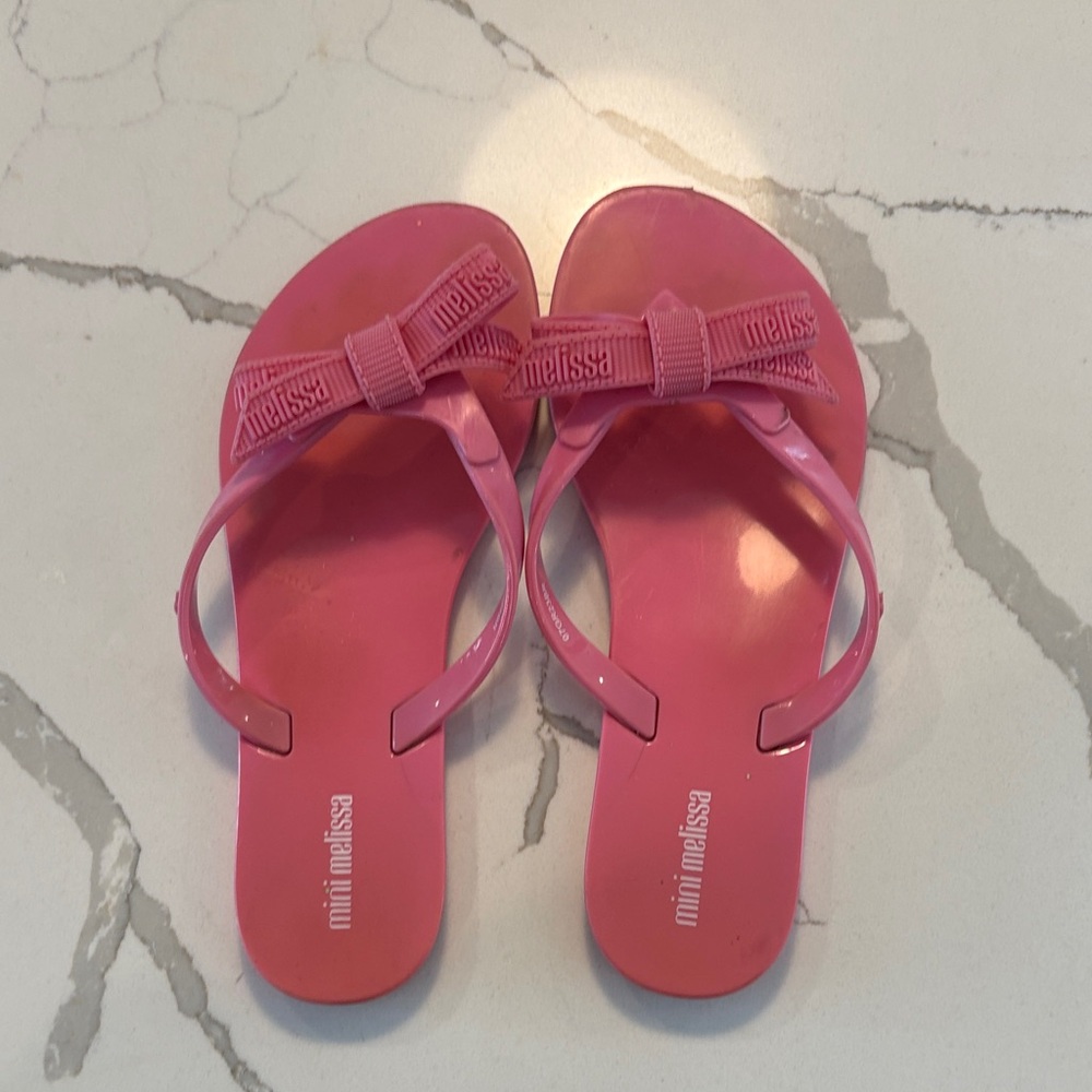 Mini Melissa Vibrant Pink Bow Sandals